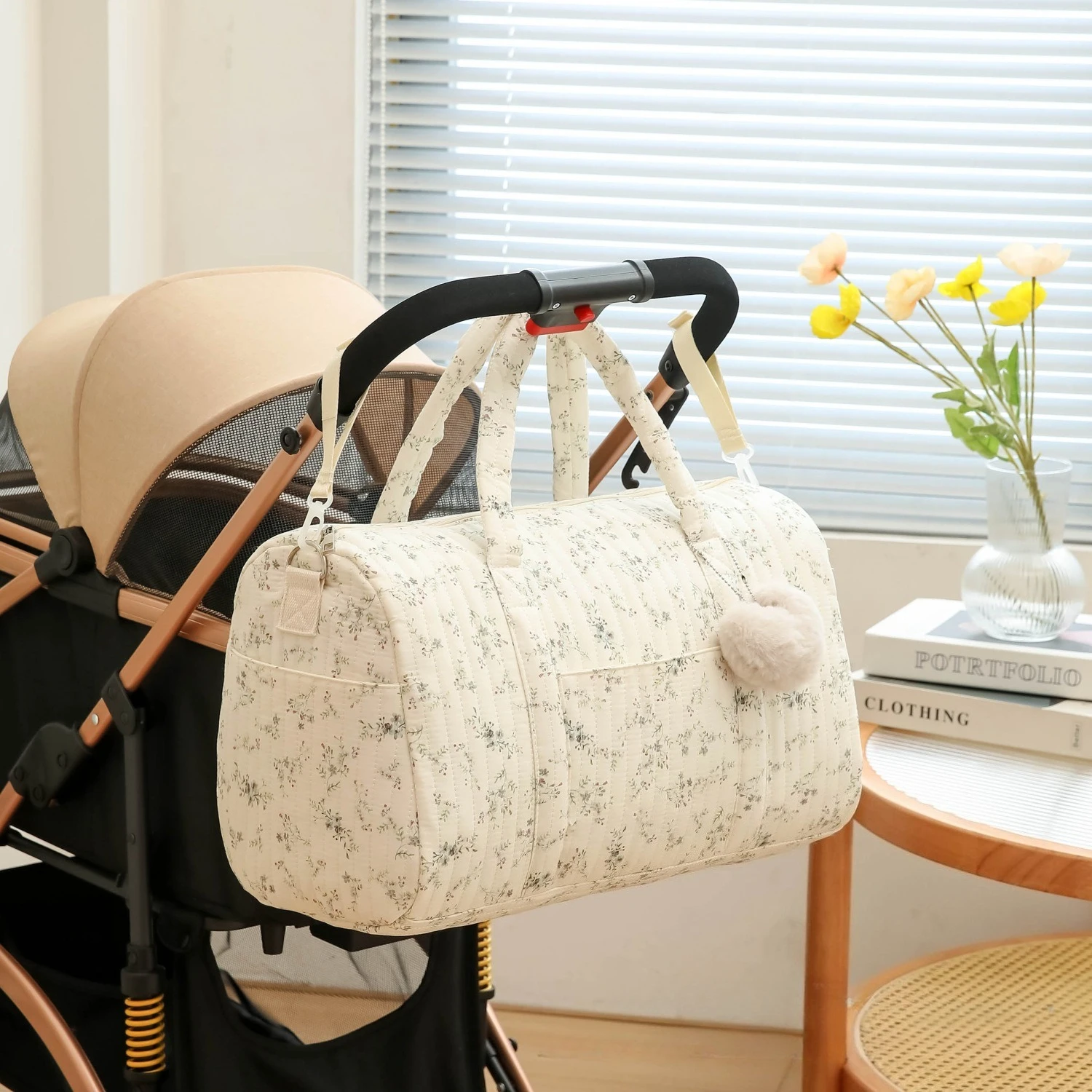 Baby Clothing Hamper - Сумка для мамы с цветочной вышивкой,
